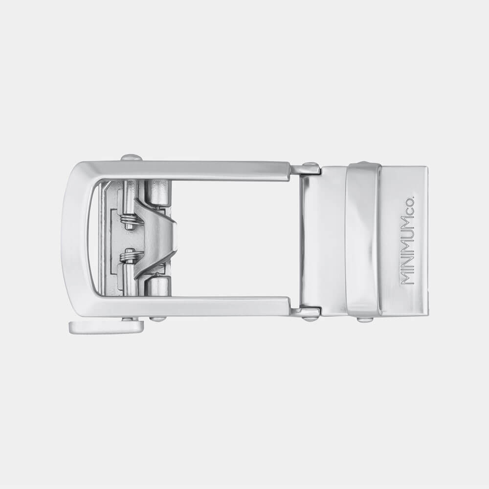 Matte Silver Skinny Buckle - Minimum Co. Ratchet Leather Belts