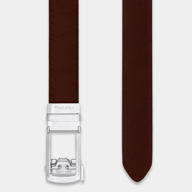 Silver | Skinny Belt - Minimum Co. Ratchet Leather Belts