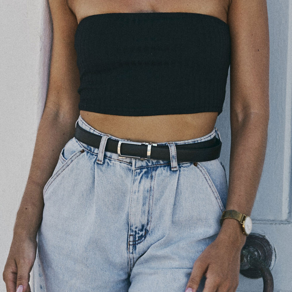 Silver | Skinny Belt - Minimum Co. Ratchet Leather Belts