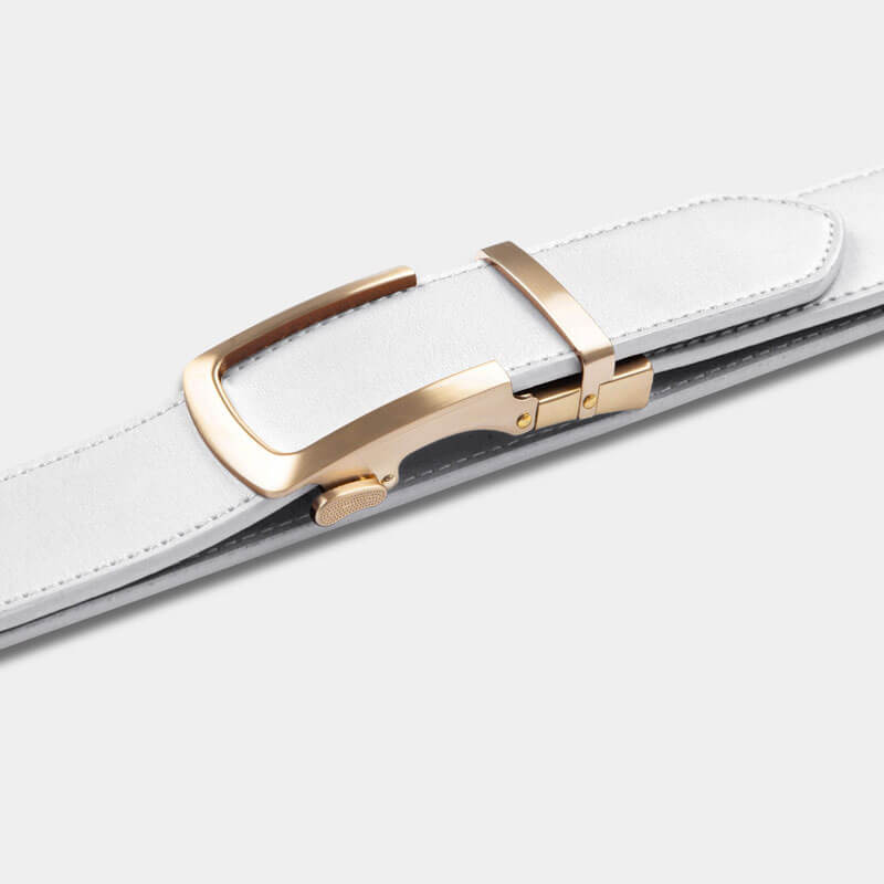 White Genuine Leather Belt