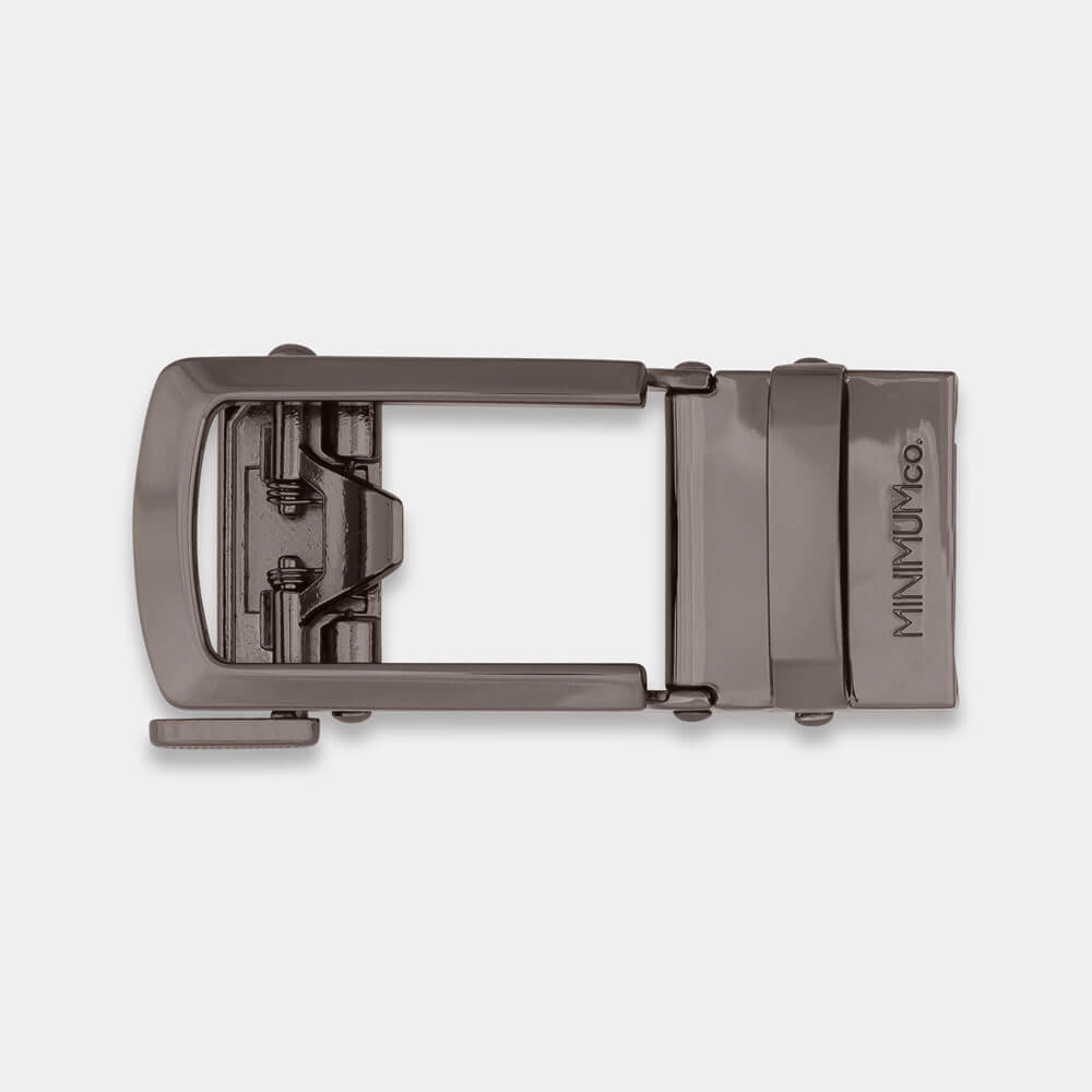 Gunmetal Skinny Buckle - Minimum Co. Ratchet Leather Belts