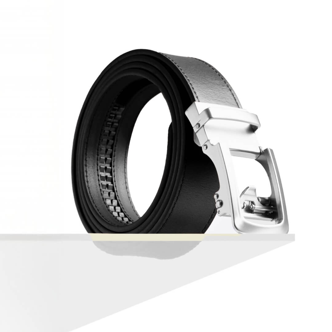 Matte Silver | Genuine Leather Belt Classic Bundle